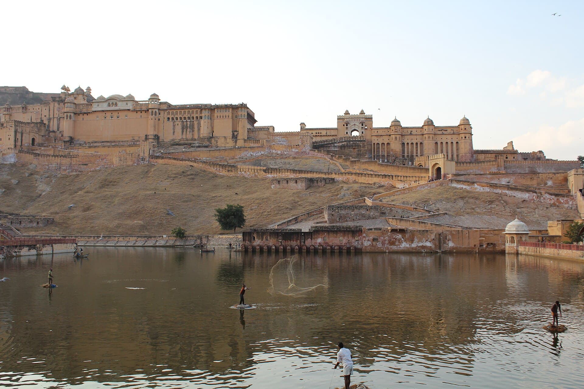 Amber Fort's honeyed ramparts above Maota Lake, Jaipur