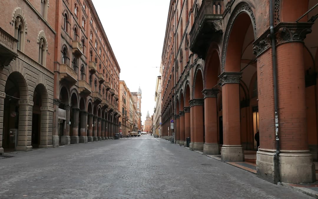 Bologna's porticoes and medieval towers in warm brick