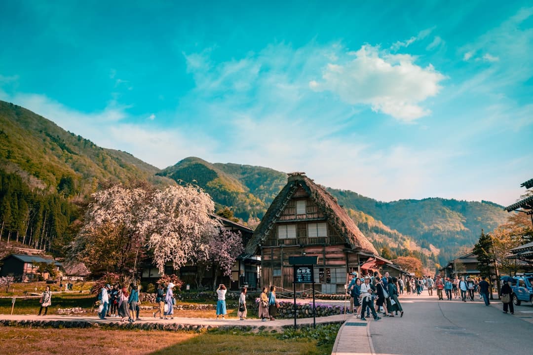 Thatched farmhouses of Shirakawa-gō in the Japan Alps