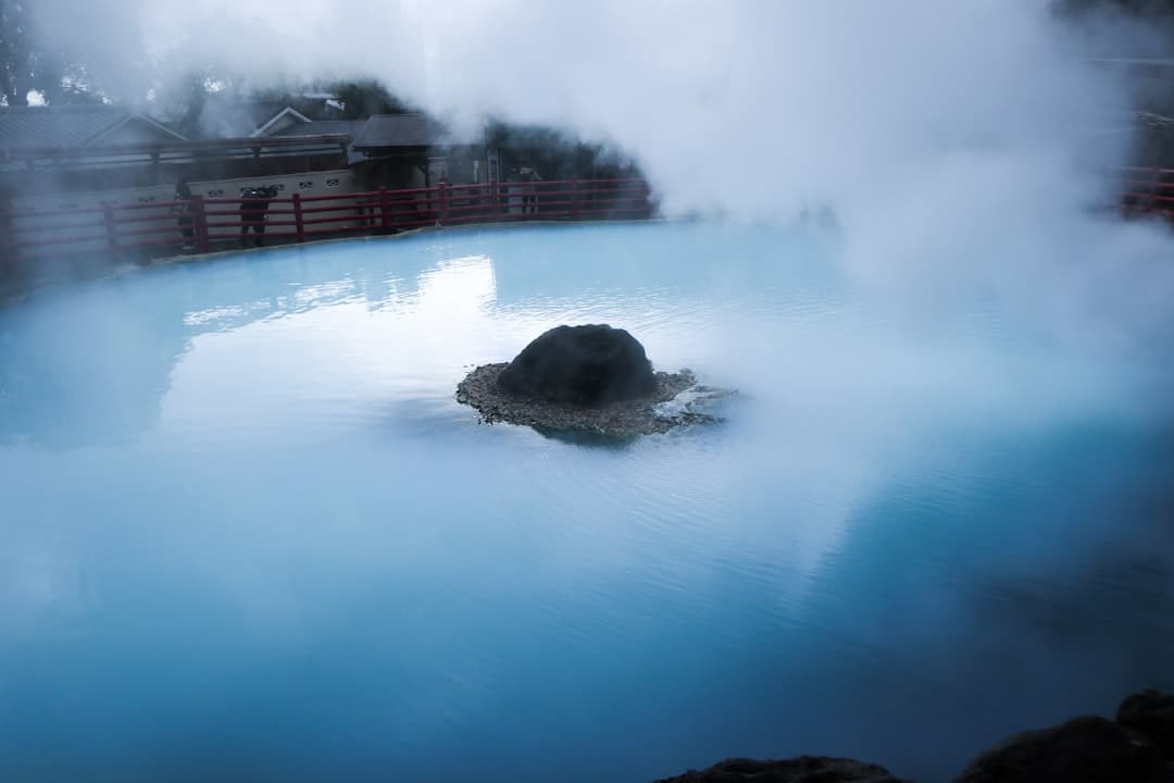 Steam rising over the onsen town of Beppu, Kyūshū