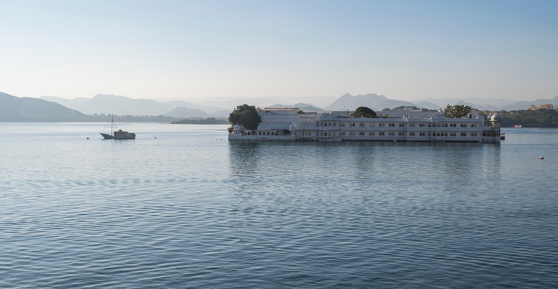 The Lake Palace apparently afloat on Lake Pichola