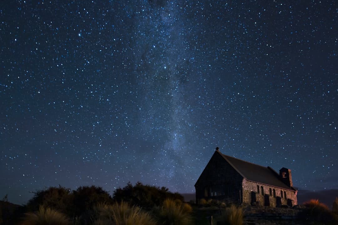 The Milky Way over the stone Church of the Good Shepherd at Lake Tekapo