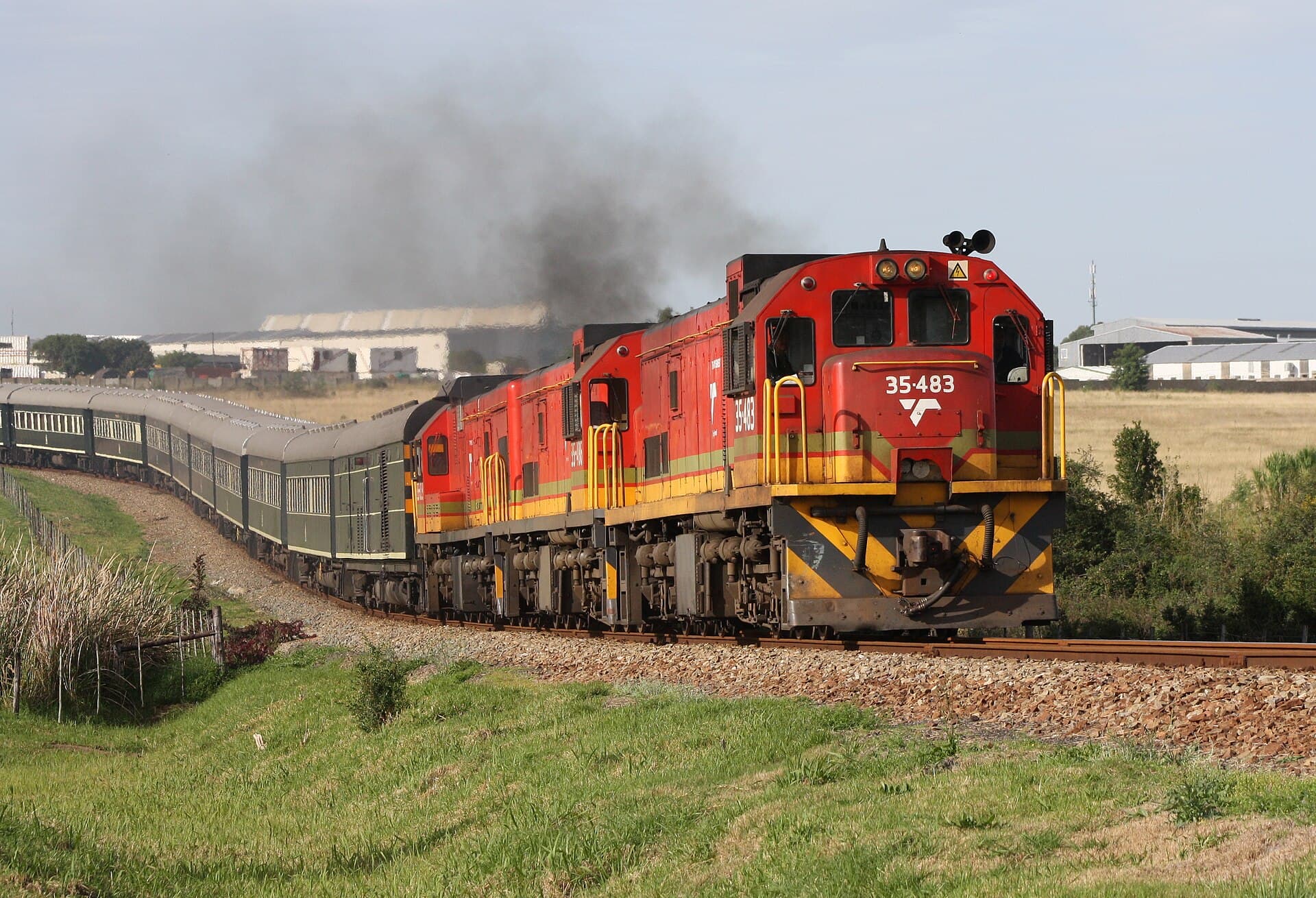A grand old train crossing the South African veld